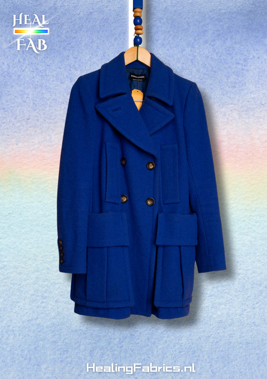 The Wool Fiber Big Pocket Coat - Sonia Rykiel - in cobalt blue tint