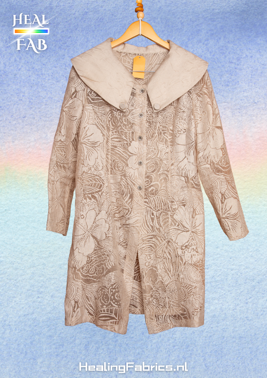 The Queen of Sheer light weight cardigan - with circular collar in beige tint