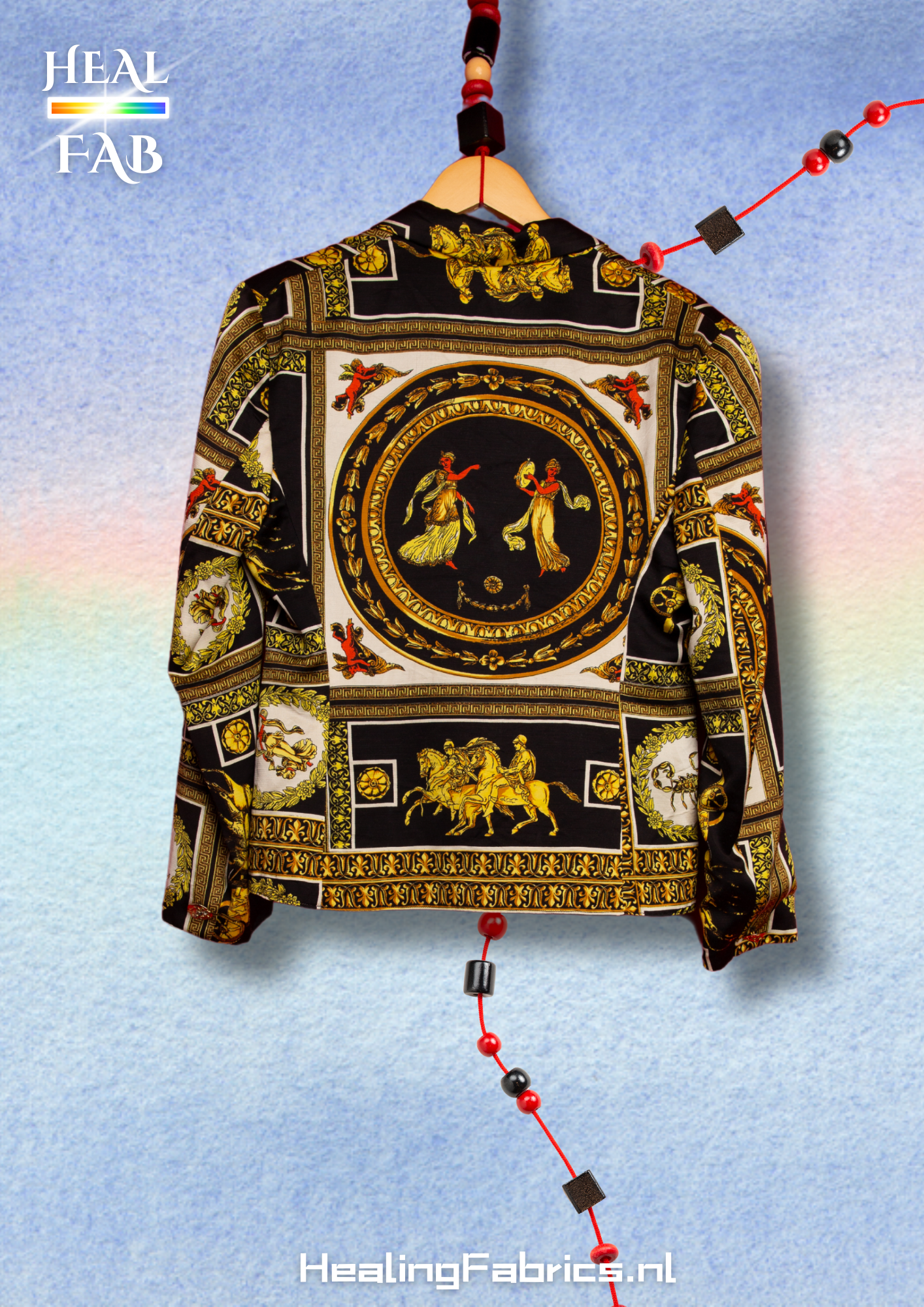 The vatican blazer with royal prints in gold, black & white