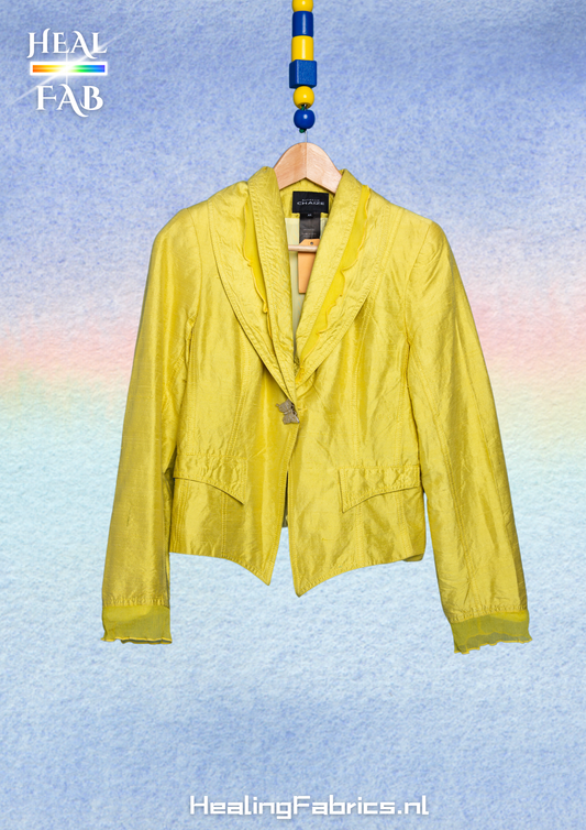 The raw silk butterfly blazer in toxic yellow