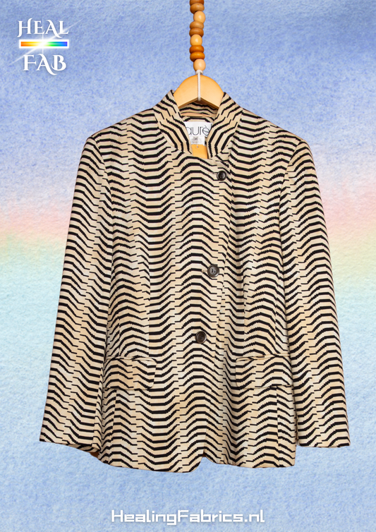 The Tribal Pixelated Zebra blazer - in black print with fading tones of beige