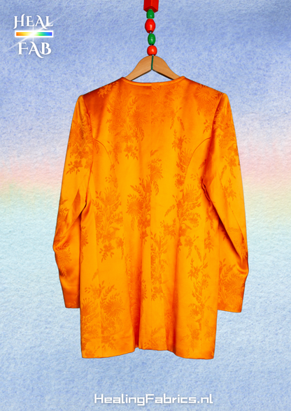 High gloss floral jacket with orange butterfly buttons on sleeve - Yves Saint Laurent