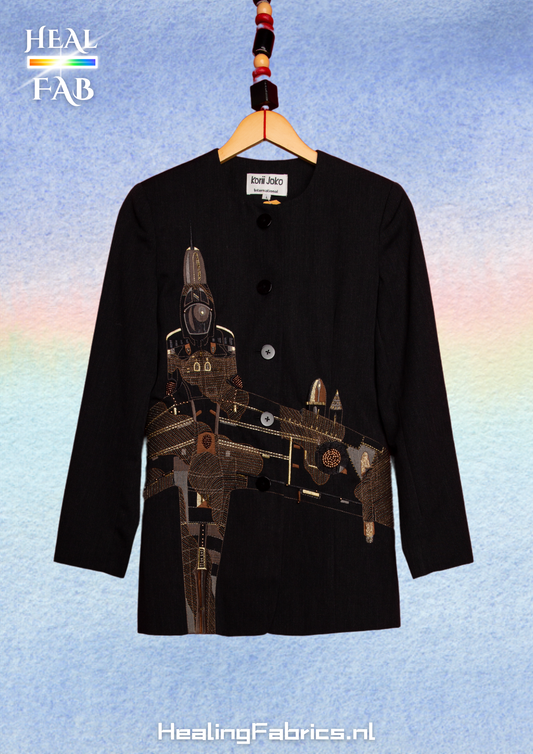 The black Aircraft blazer jacket - with amazing embroidery in black, gold and brown tints