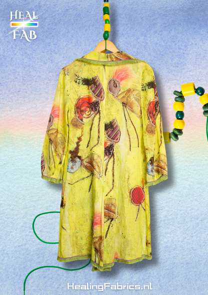 The posion ivy cardigan with ruffles- in toxic yellow/green