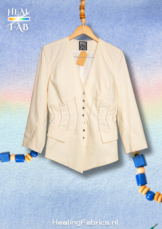 The Structural blazer with corset-like build in in cream white