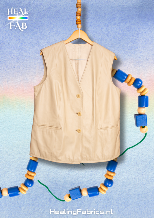 The Italian Lambs leather gilet in beige tint