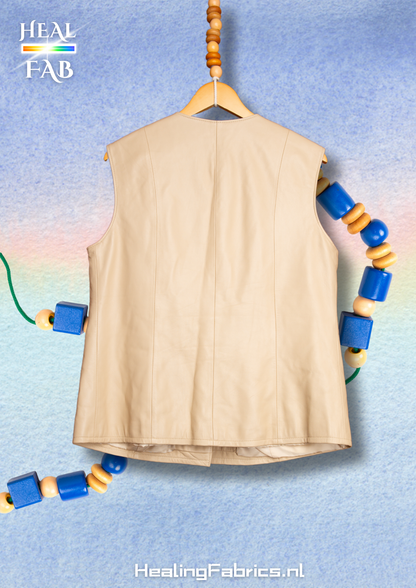 The Italian Lambs leather gilet in beige tint