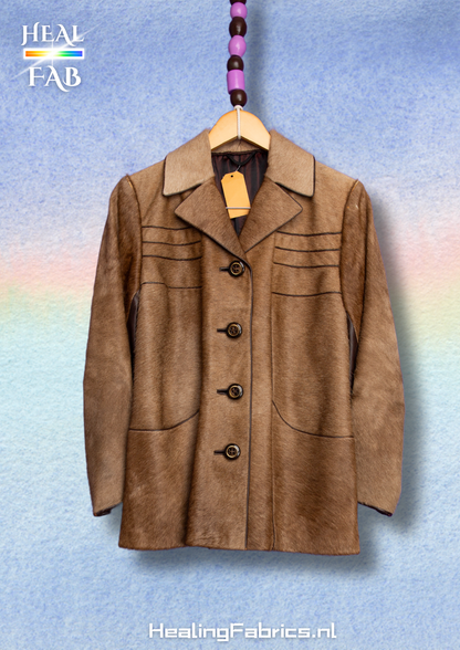 Caveman's leather jacket with real vintage goat fur