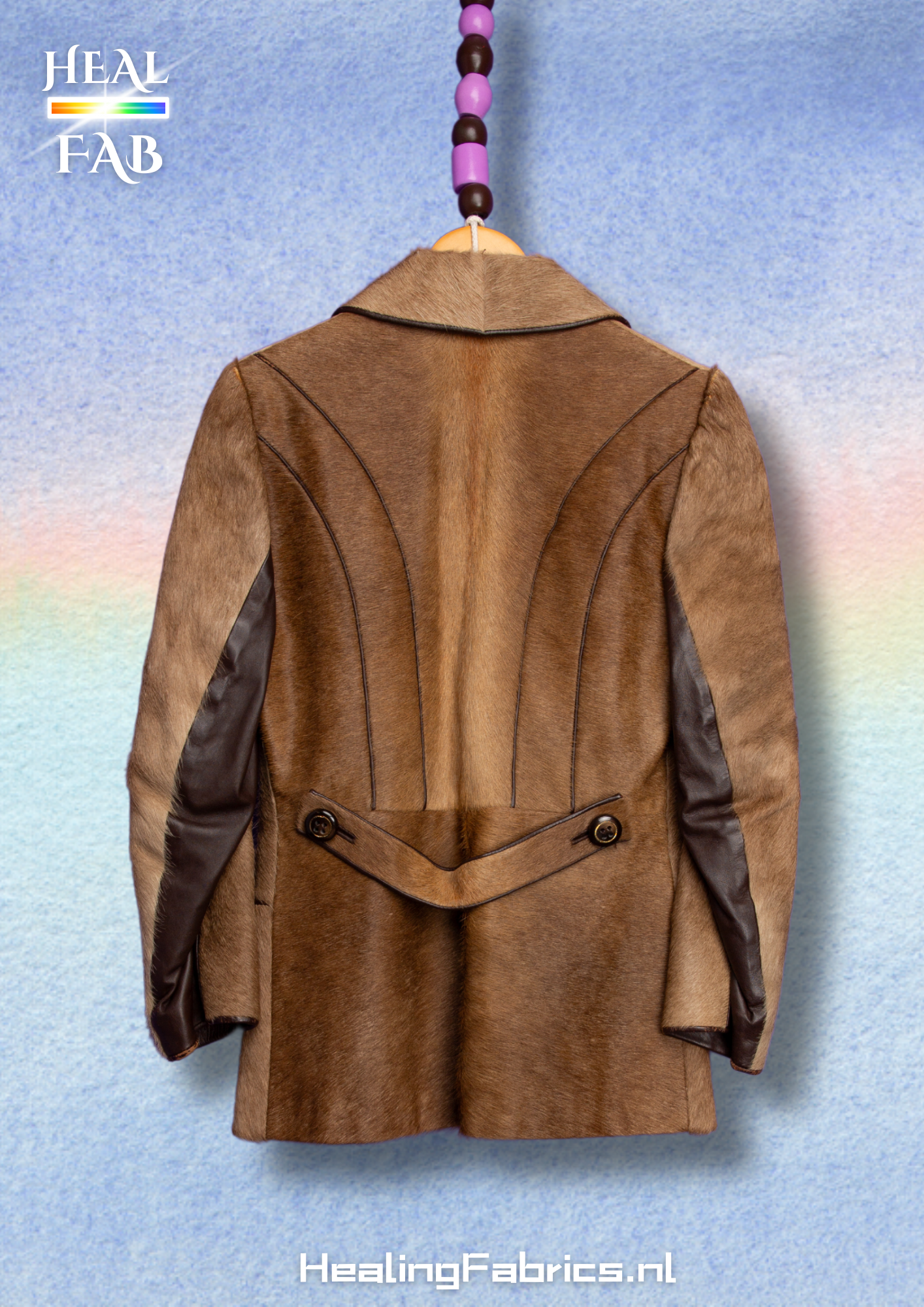Caveman's leather jacket with real vintage goat fur