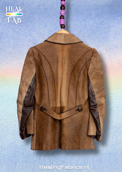 Caveman's leather jacket with real vintage goat fur