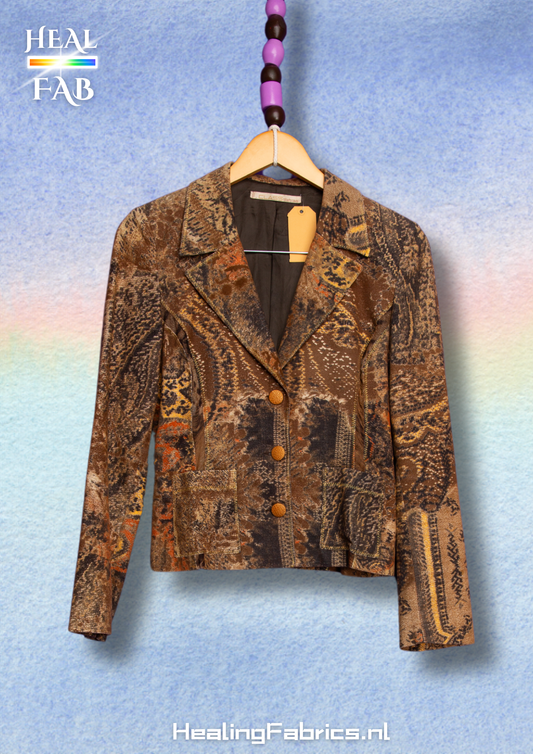 The Pixelated Paisley blazer with brown detailed print - Roberto Cavalli