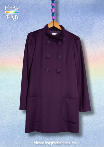 Sharp A-line double breasted big pocket purple coat - Versace