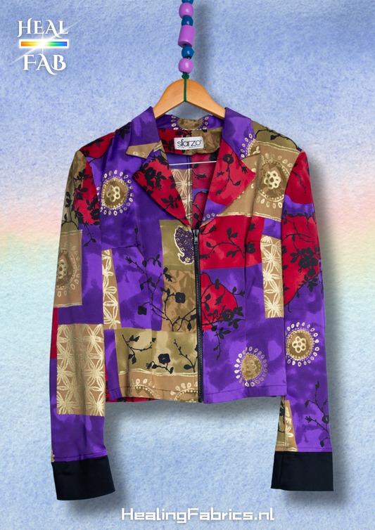 The artist's dream blazer - in vibrant purple, red and khaki tones.