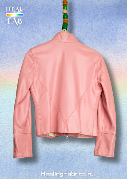 The dolly leather jacket in soft pink