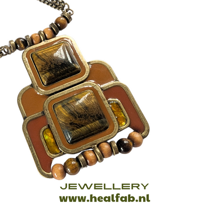 The Fly TigerEye Necklace in golden brass