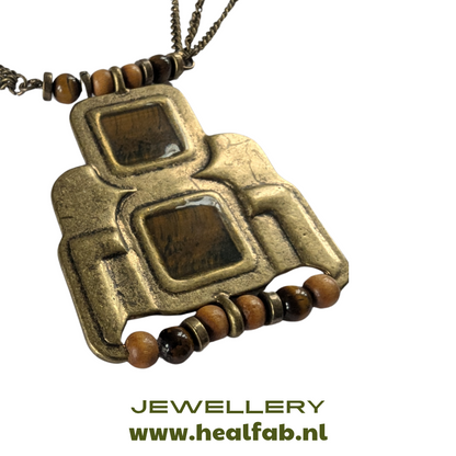 The Fly TigerEye Necklace in golden brass