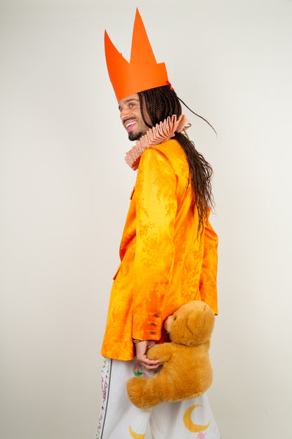 High gloss floral jacket with orange butterfly buttons on sleeve - Yves Saint Laurent