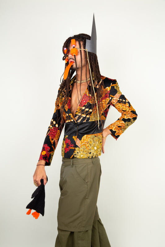 Autumn-forever blazer with leave pattern