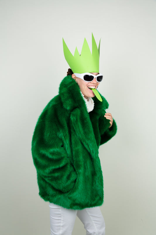 Lively green oversized faux ice bear coat