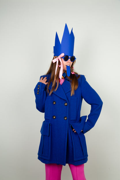 The Wool Fiber Big Pocket Coat - Sonia Rykiel - in cobalt blue tint