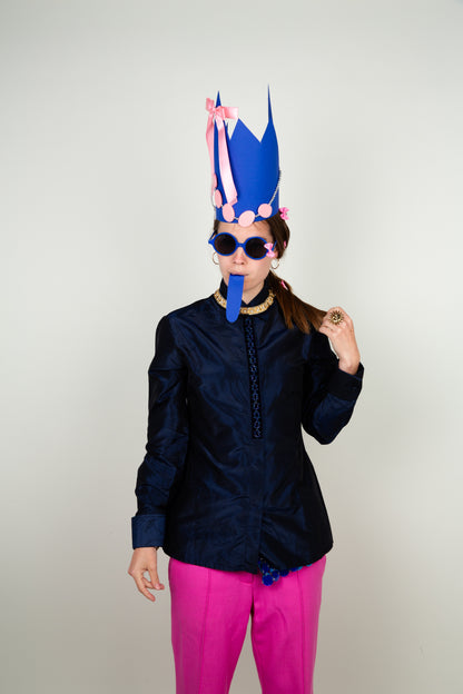 The shiny Silk blouse with blue bead details - Etro