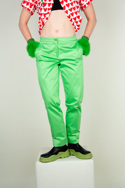 The cotton fiber shiny green pants - Etro