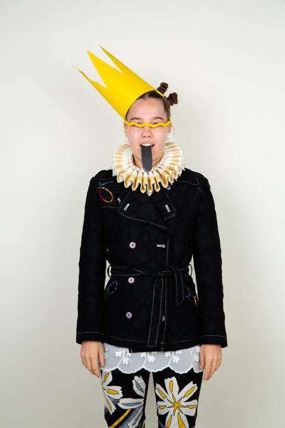 The bedazzled adjustable short trench jacket - Roberto Cavalli with multicolor beads