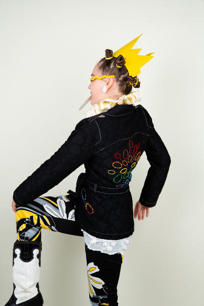 The bedazzled adjustable short trench jacket - Roberto Cavalli with multicolor beads