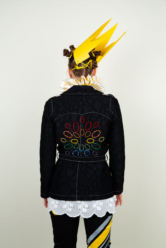 The bedazzled adjustable short trench jacket - Roberto Cavalli with multicolor beads