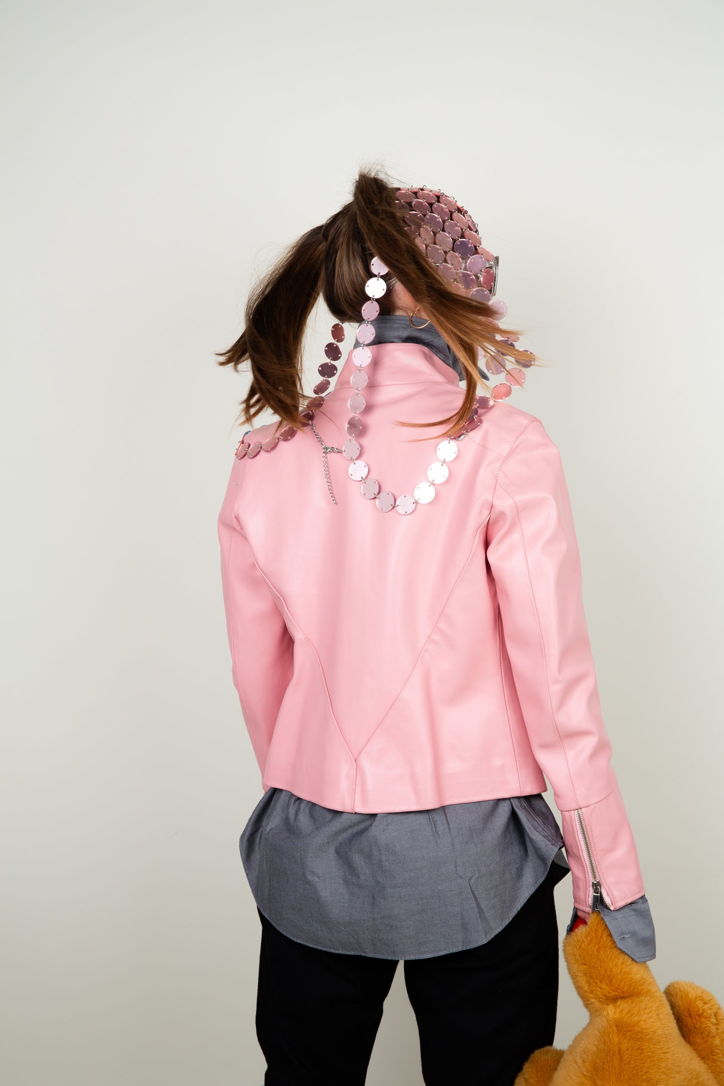 The dolly leather jacket in soft pink