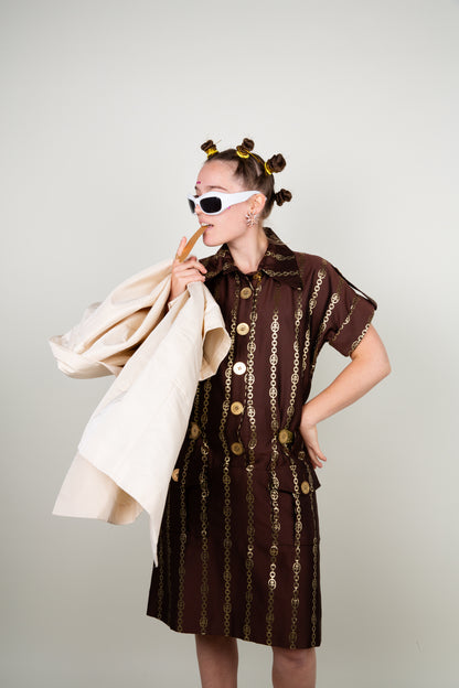 The Gold-chain dress with playful big buttons - JC DE Castel Bajac