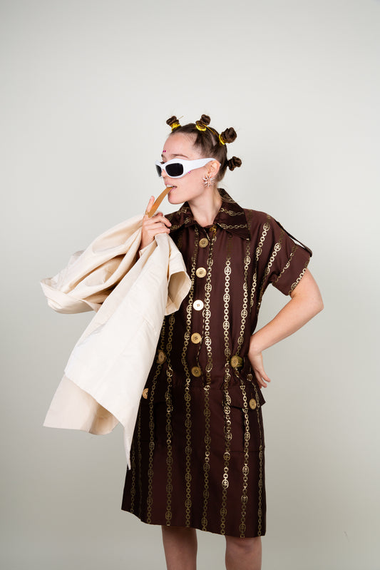 The Gold-chain dress with playful big buttons - JC DE Castel Bajac