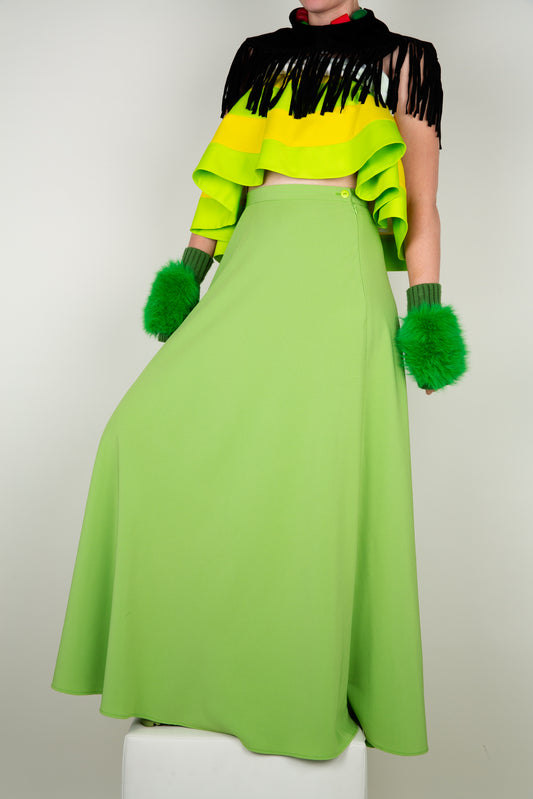 The powder green A-line high waisted long skirt