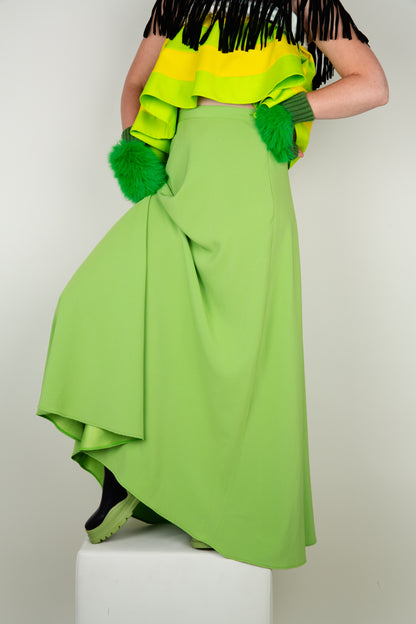 The powder green A-line high waisted long skirt