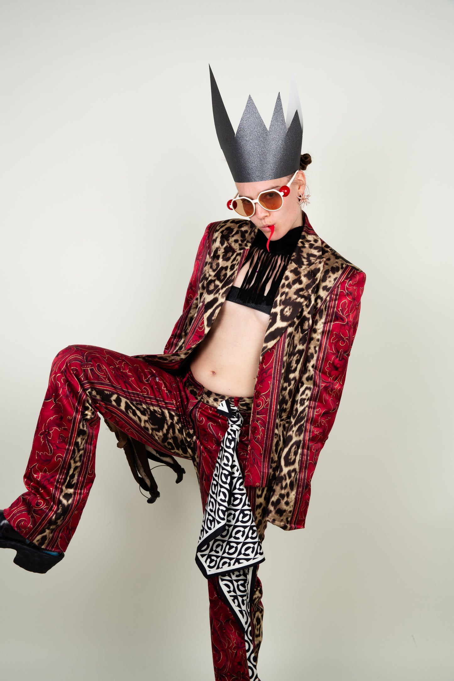 Bloody Cowboy cotton fiber suit with leopard and royal animal prints (full set)