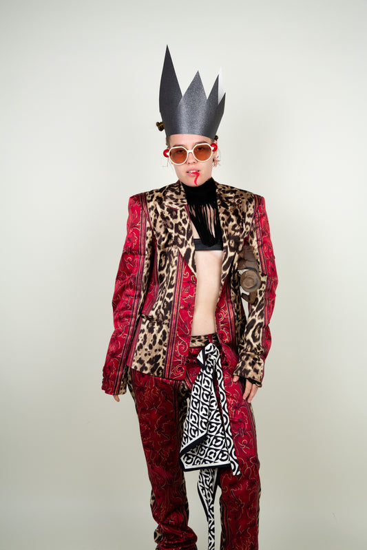 Bloody Cowboy cotton fiber suit with leopard and royal animal prints (full set)