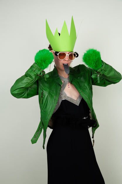 The green draconian leather jacket with brass details - Roberto Cavalli