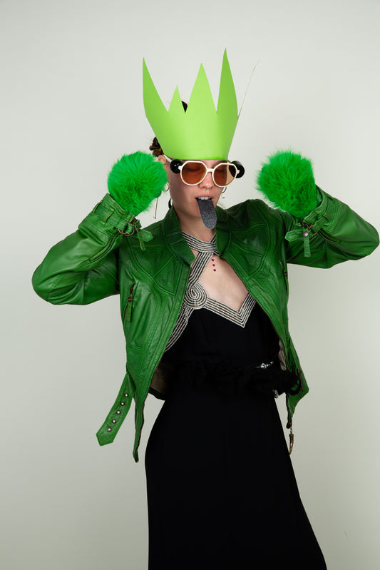 The green draconian leather jacket with brass details - Roberto Cavalli
