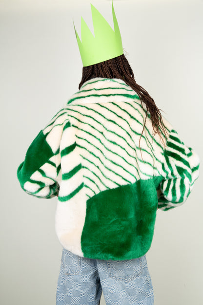 The Green graffiti faux polar bear coat