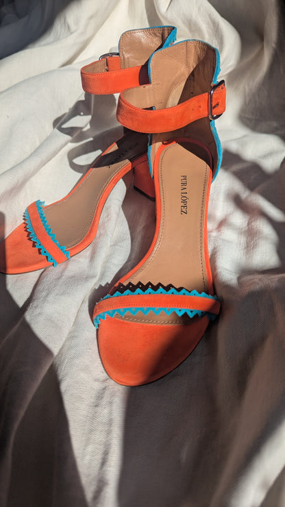 The Orange Summer Heels with Turquoise blue hints