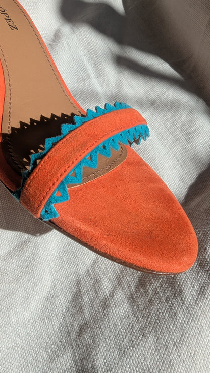 The Orange Summer Heels with Turquoise blue hints