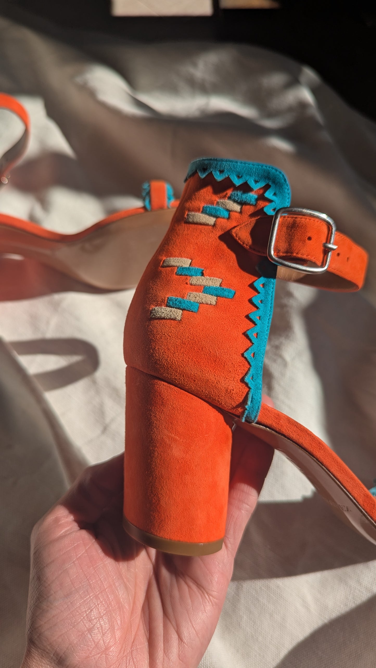 The Orange Summer Heels with Turquoise blue hints