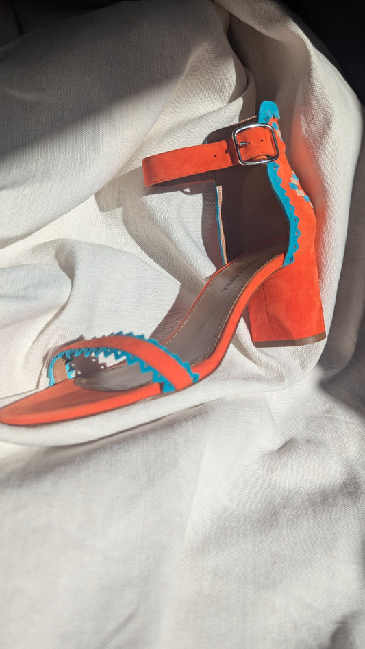 The Orange Summer Heels with Turquoise blue hints